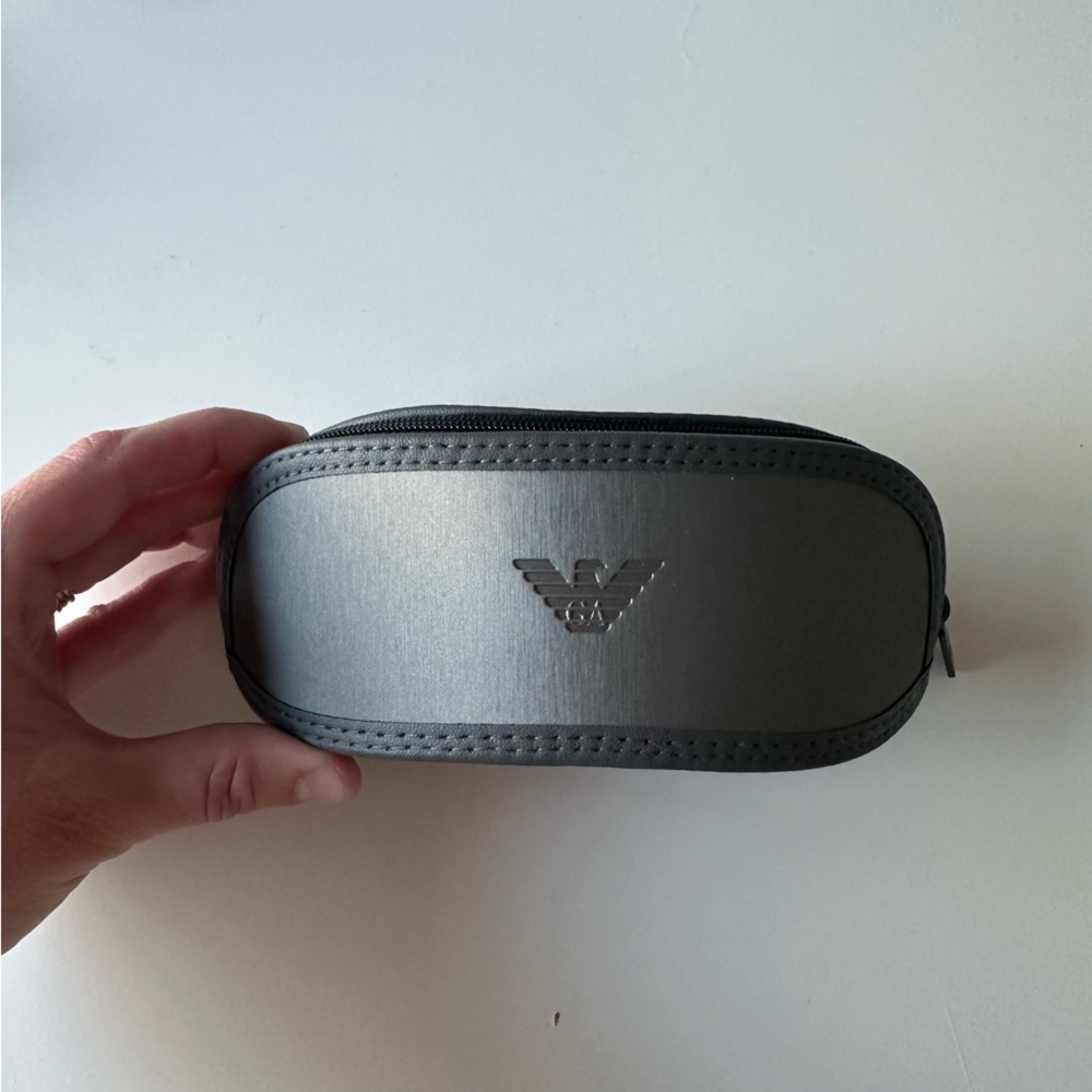 Emporio Armani soft shell glasses case with cleaning cloth